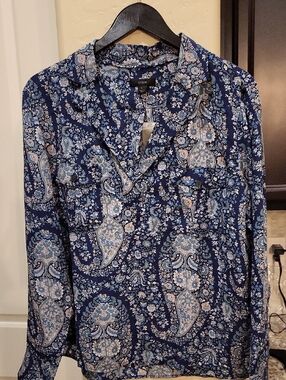 NWT J. Crew Silk Paisley Long Sleeved Blouse Size Large